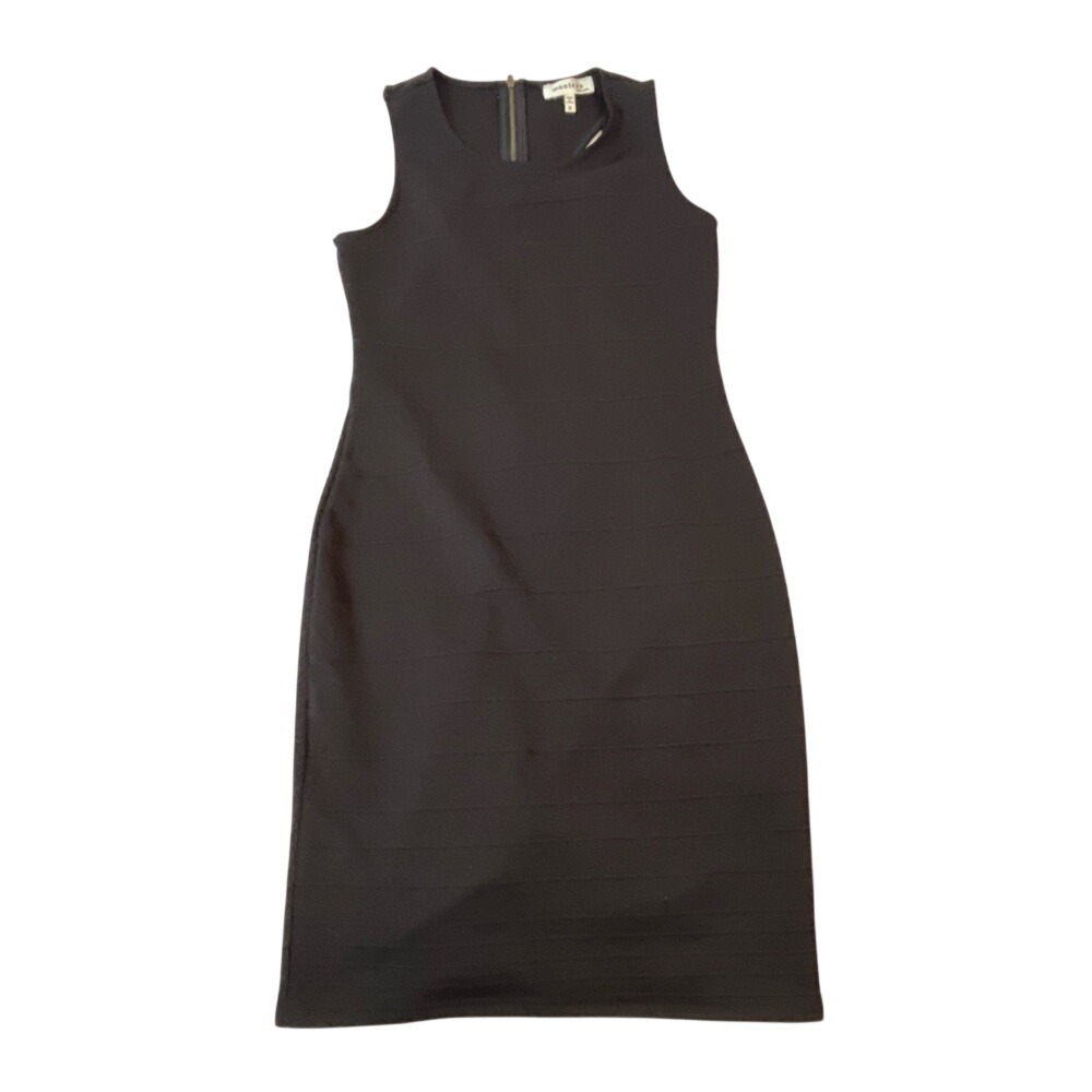 MONTEAU Black Textured Bandage Midi Dress Small Sleeveless Minimalist Goth
